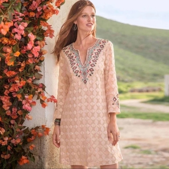 NWT Sundance Global Embrace Chemise Beaded Dress in Blush/Pink Size XS - Picture 1 of 6